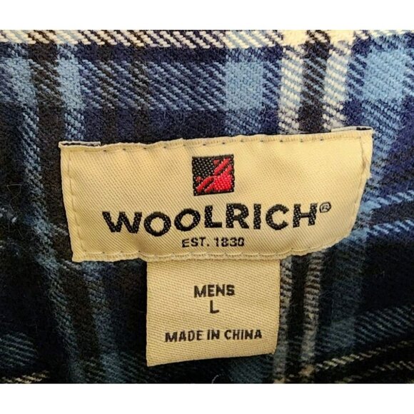 Woolrich Long Sleeve Plaid Button Down Shirt Flannel Blue Black Mens Size Large - Picture 3 of 4